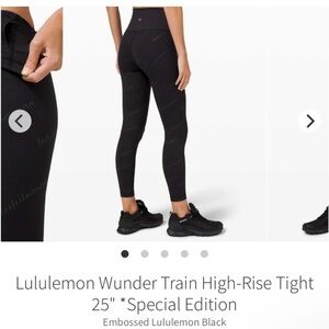 Lululemon Wundertrain 25” HR limited edition embossed black leggings